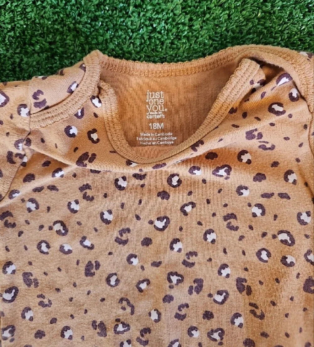 Old Navy/Carter's Leopard Print Baby Bodysuit with Distressed Denim Shorts
